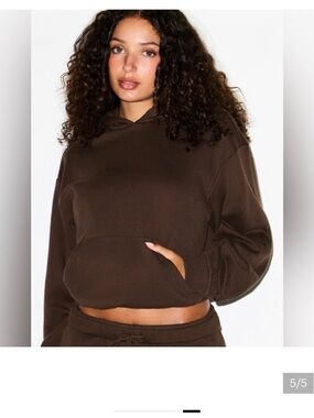 Skims cotton fleece sweat set-Dark sepia